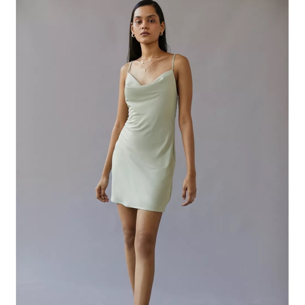Urban Outfitters Mallory Cowl Neck Slip Dress size large- olive color